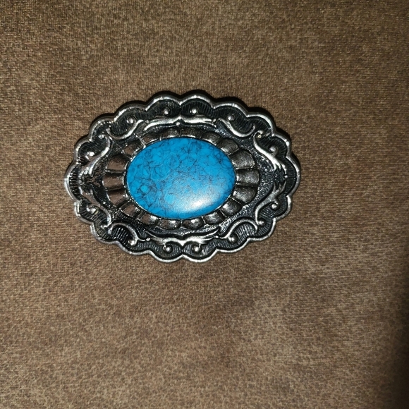 VINTAGE NAVAJO TURQUOISE,  STERLING SILVER BELT BUCKLE!​ - Picture 3 of 4